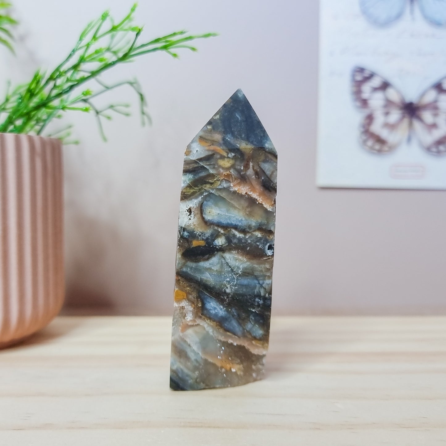 Druzy Quartz with Sphalerite Tower