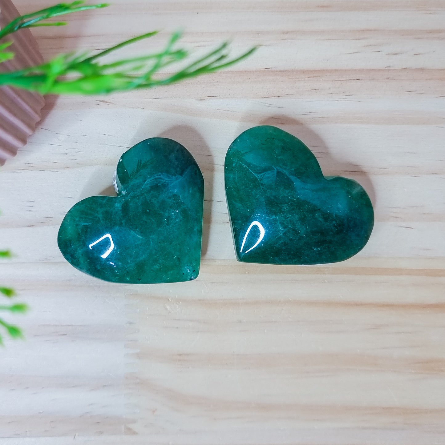 Green Aventurine Hearts