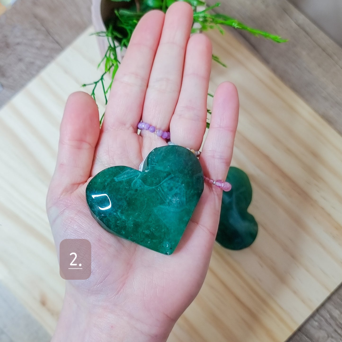 Green Aventurine Hearts