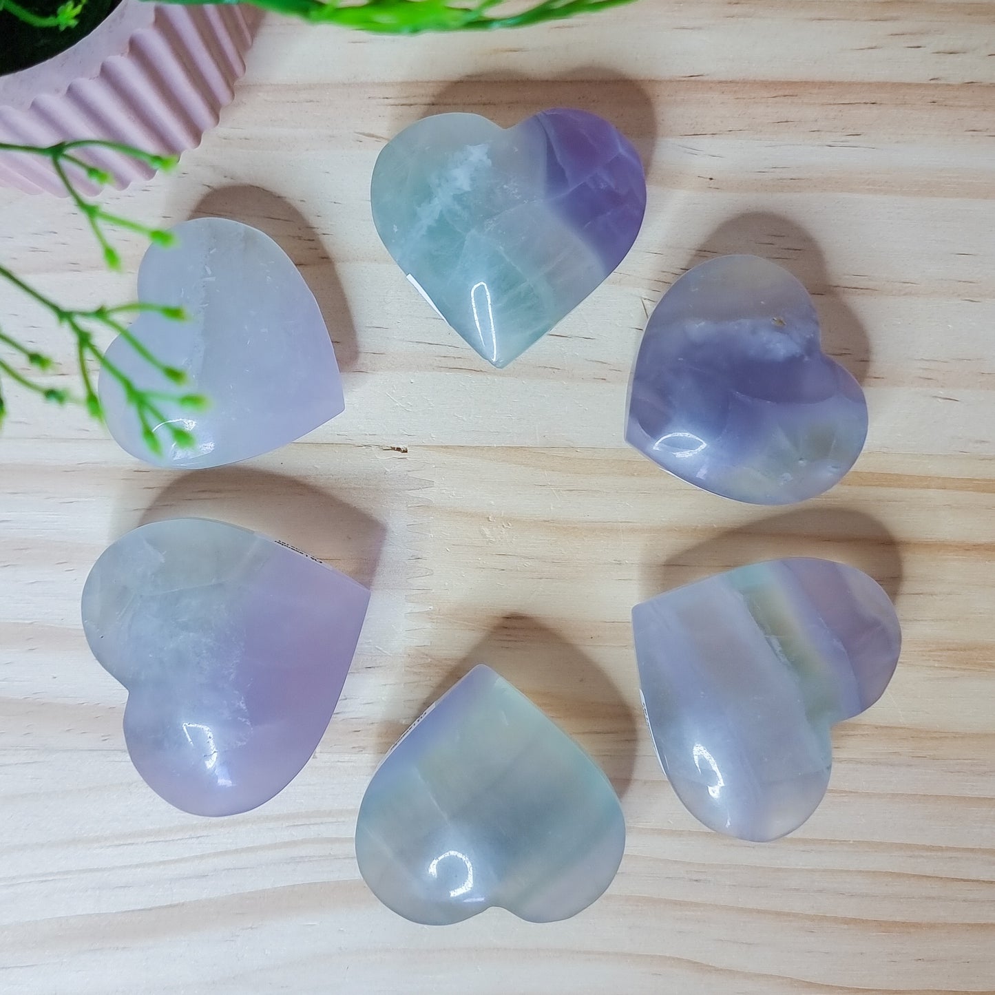 Lavender/Yttrium Fluorite Hearts