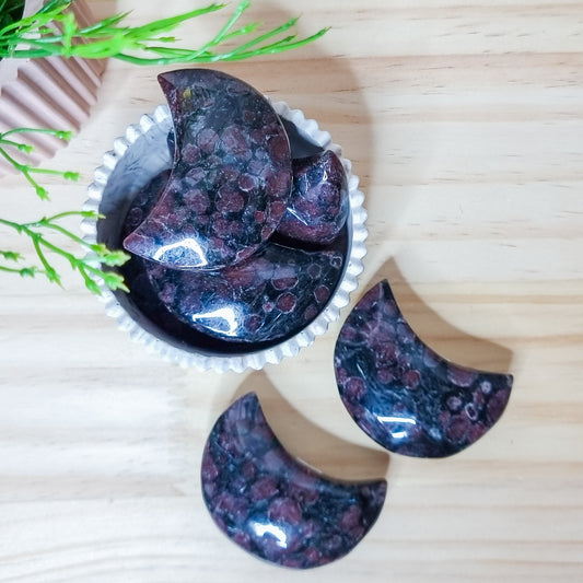 Anthophyllite with Garnet Puffy Moons