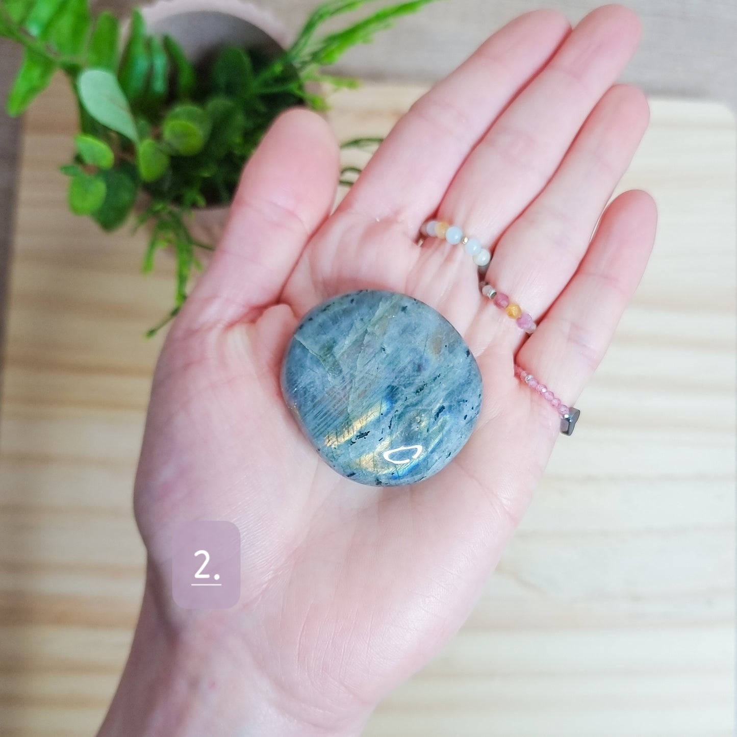 Super Flashy Labradorite Palm Stone Small